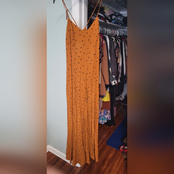 Free People Jamboree Jumpsuit Rust Combo Polka Dot Strappy Wide Leg xsmall - Picture 10 of 16